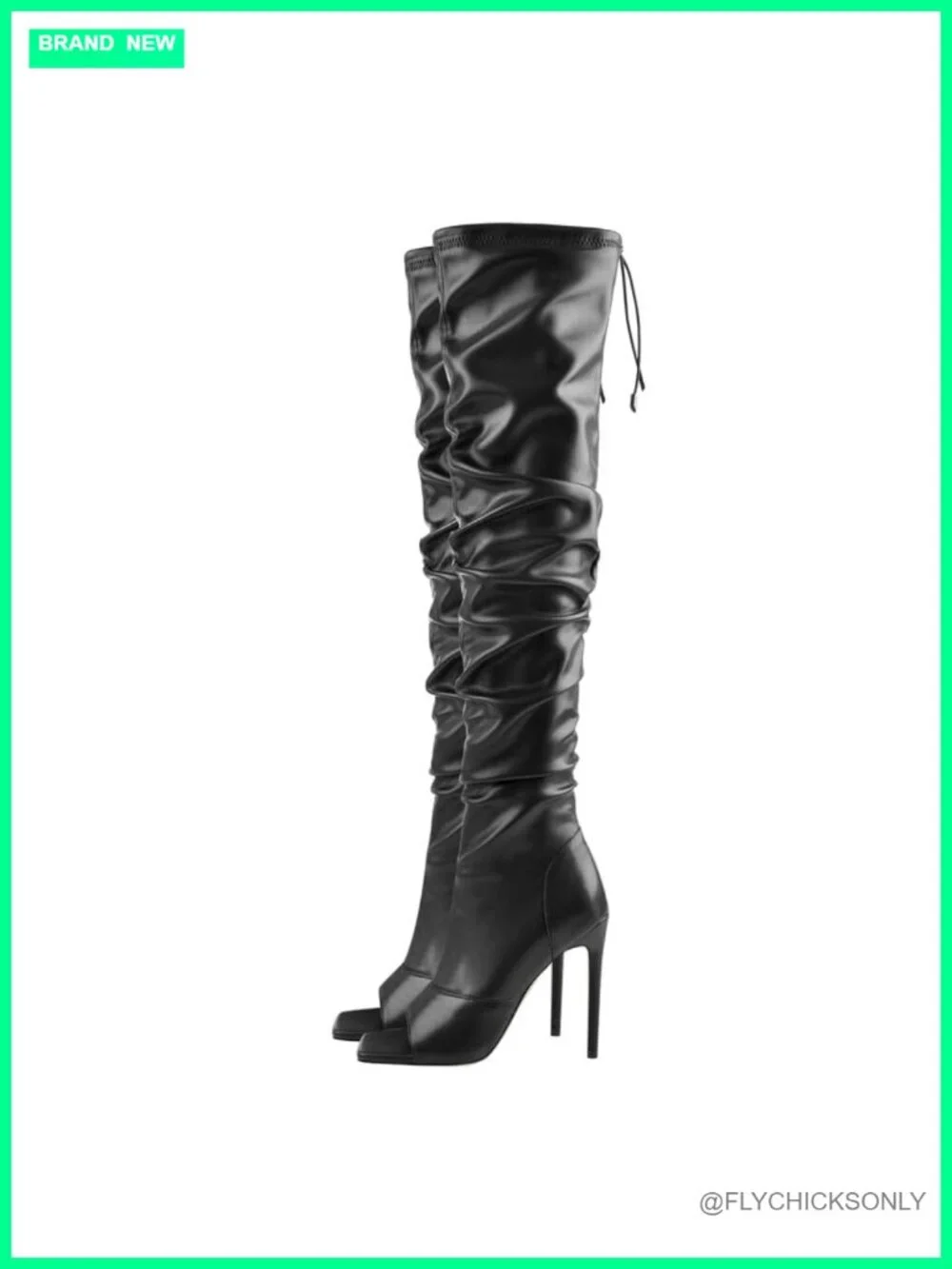 Women's Stiletto Heel Over-the-Knee Boots Wide Calf Rhinestone Lace Up Zip